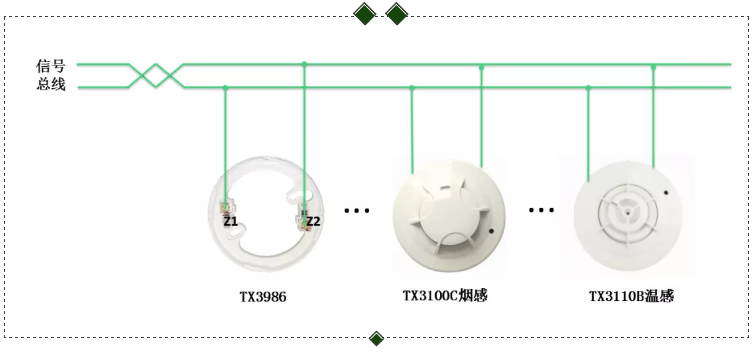 TX3100C點(diǎn)型光電感煙火災(zāi)探測(cè)器、TX3110B點(diǎn)型光電感溫火災(zāi)探測(cè)器接線圖